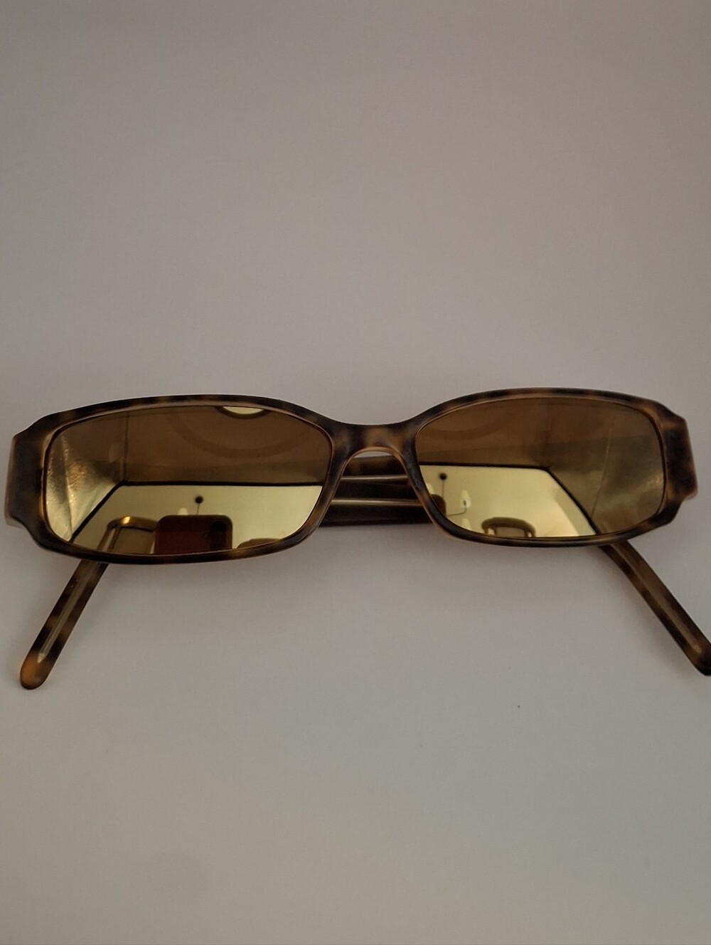 Vintage 90s Fendi Brown Tortoiseshell Rectangular Sunglasses with Mirror Lenses